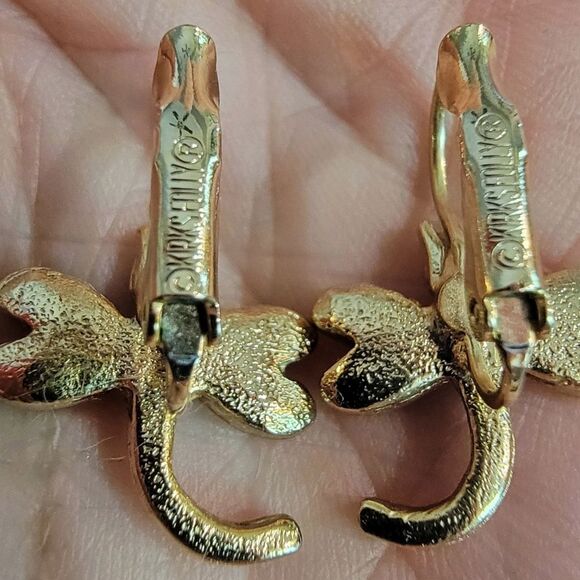 Kirks Folly Gold Dragonfly Pierced Earrings with Iridescent AB Crystal Accents - Picture 5 of 6